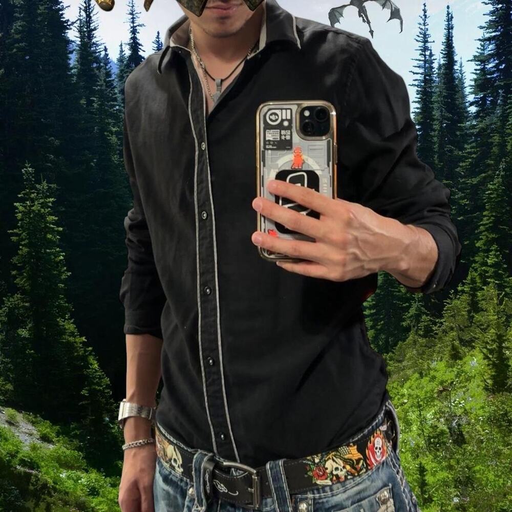 Black hm button up shirt emo